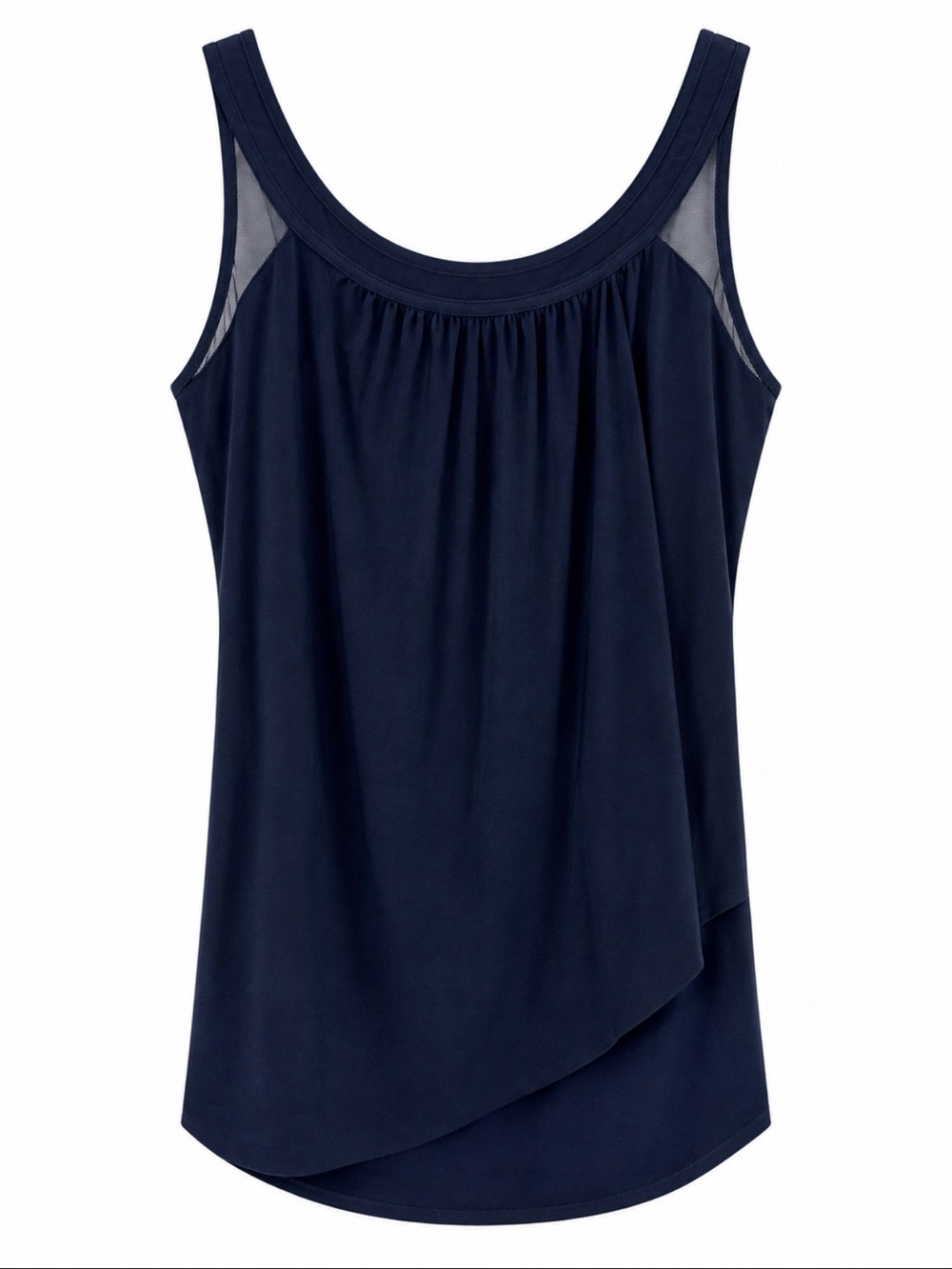 Miraclesuit Navy Layered Scoop Neck Tank Top sz 12DD